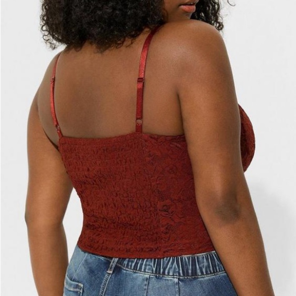 Torrid fire brick Lace Corset Crop Top - Picture 8 of 9
